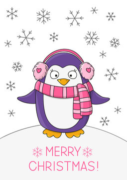 Cute penguin with Christmas message 