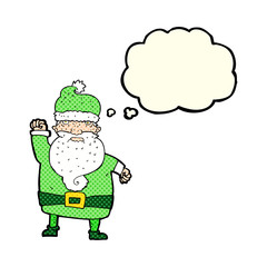 cartoon angry santa claus with thought bubble