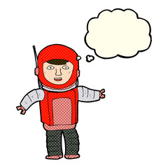 cartoon astronaut with thought bubble