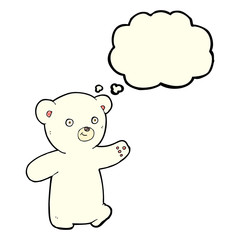 cartoon polar bear cub with thought bubble