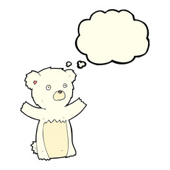cartoon polar bear cub with thought bubble
