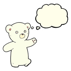 cartoon polar bear cub with thought bubble
