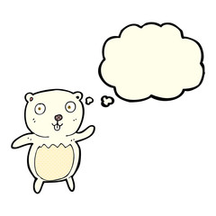 cartoon polar bear cub with thought bubble