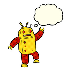cartoon robot with thought bubble