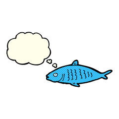 cartoon fish with thought bubble
