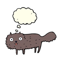 cartoon furry cat with thought bubble