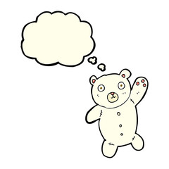 cartoon cute polar teddy bear with thought bubble