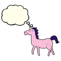 cartoon unicorn with thought bubble