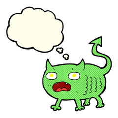 cartoon little imp with thought bubble