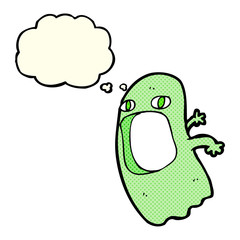 funny cartoon ghost with thought bubble