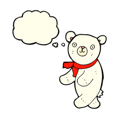 cute cartoon polar teddy bear with thought bubble