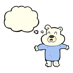 cartoon unhappy polar bear  with thought bubble