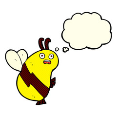 funny cartoon bee with thought bubble