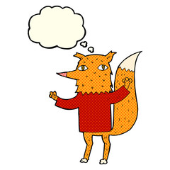 cartoon fox with thought bubble