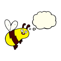 funny cartoon bee with thought bubble