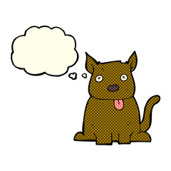 cartoon dog sticking out tongue with thought bubble