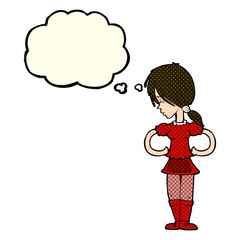 cartoon waitress with thought bubble