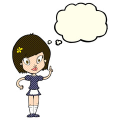 cartoon pretty maid with thought bubble
