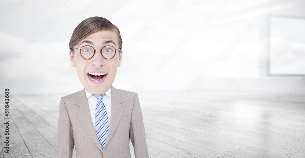 Poster composite image of geeky businessman