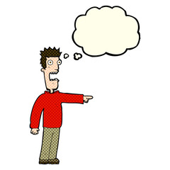 Fototapeta premium cartoon terrified man with thought bubble