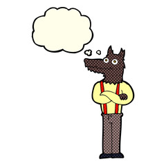 cartoon funny werewolf with thought bubble