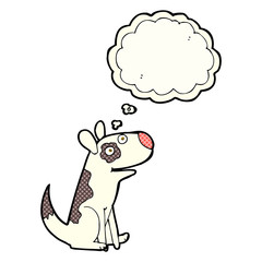 cartoon happy dog with thought bubble