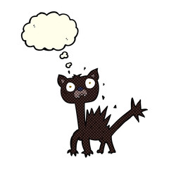 cartoon scared cat with thought bubble