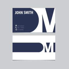 Business card template, letter M. Vector logo design.
