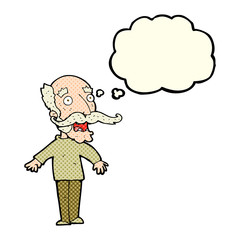 Fototapeta premium cartoon old man gasping in surprise with thought bubble