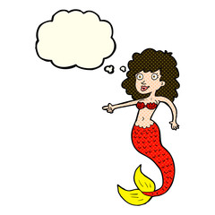 cartoon mermaid with thought bubble