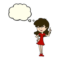cartoon girl making point with thought bubble