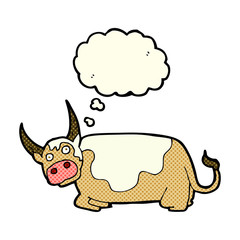 cartoon bull with thought bubble