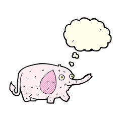 cartoon funny little elephant with thought bubble