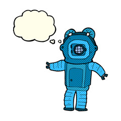 cartoon deep sea diver  with thought bubble