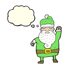 cartoon angry santa claus with thought bubble