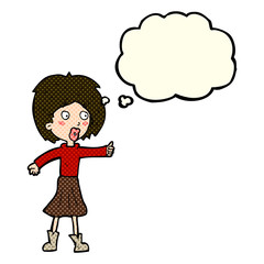 cartoon woman  with thought bubble