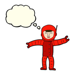 cartoon space man with thought bubble