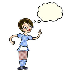 cartoon waitress taking order with thought bubble