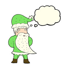 cartoon santa claus with thought bubble
