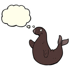 cartoon seal with thought bubble