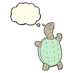 cartoon happy turtle with thought bubble