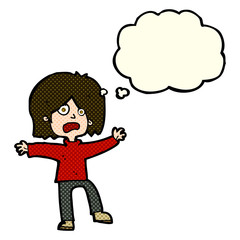 cartoon scared person with thought bubble