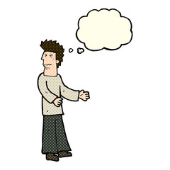 cartoon disgusted man with thought bubble