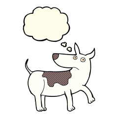 funny cartoon dog with thought bubble