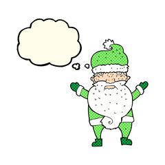 cartoon grumpy santa with thought bubble