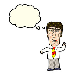 cartoon grumpy boss with thought bubble