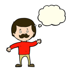 cartoon dad waving with thought bubble