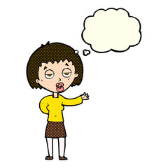 cartoon bored woman with thought bubble