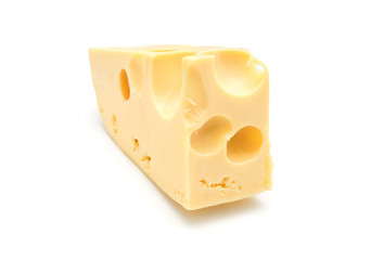 piece of cheese on white background