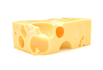 piece of cheese on white background